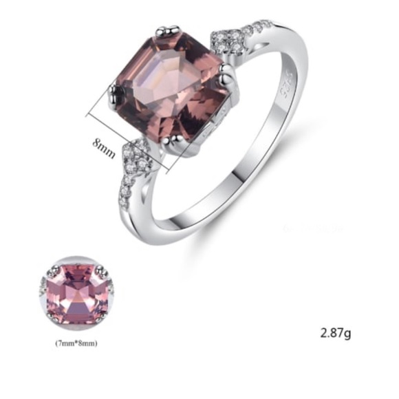 Solid Sterling Silver 2Ct Morganite Ring - Picture 5 of 5